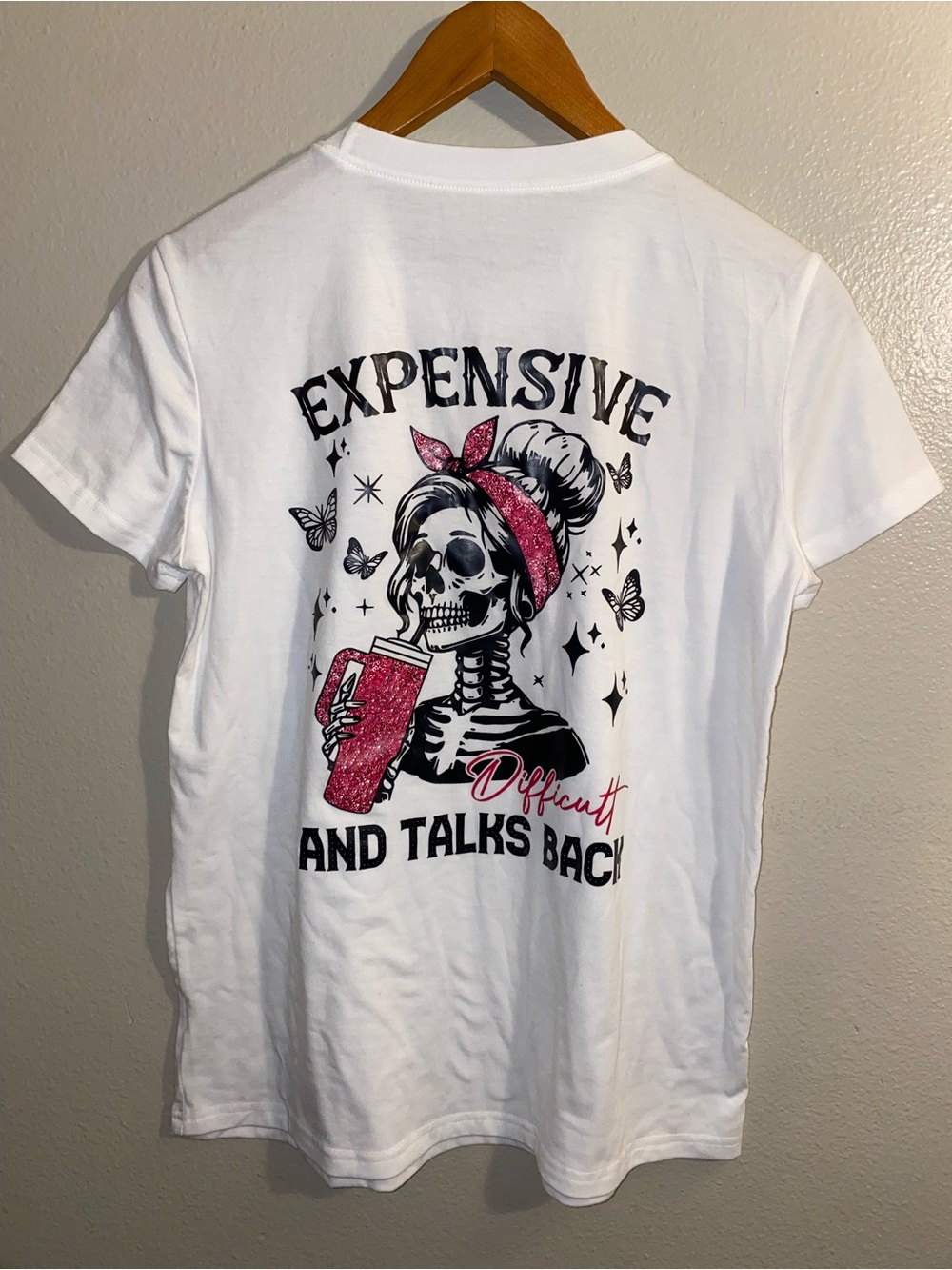 Expensive Difficult Talks Back Skeleton Graphic Tee Size Small